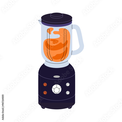 Icon of modern blender. Mixer, smoothie maker. Appliance for preparing food. Electric kitchen utensil, device. Kitchenware, cookware for cooking. Flat isolated vector illustration on white background