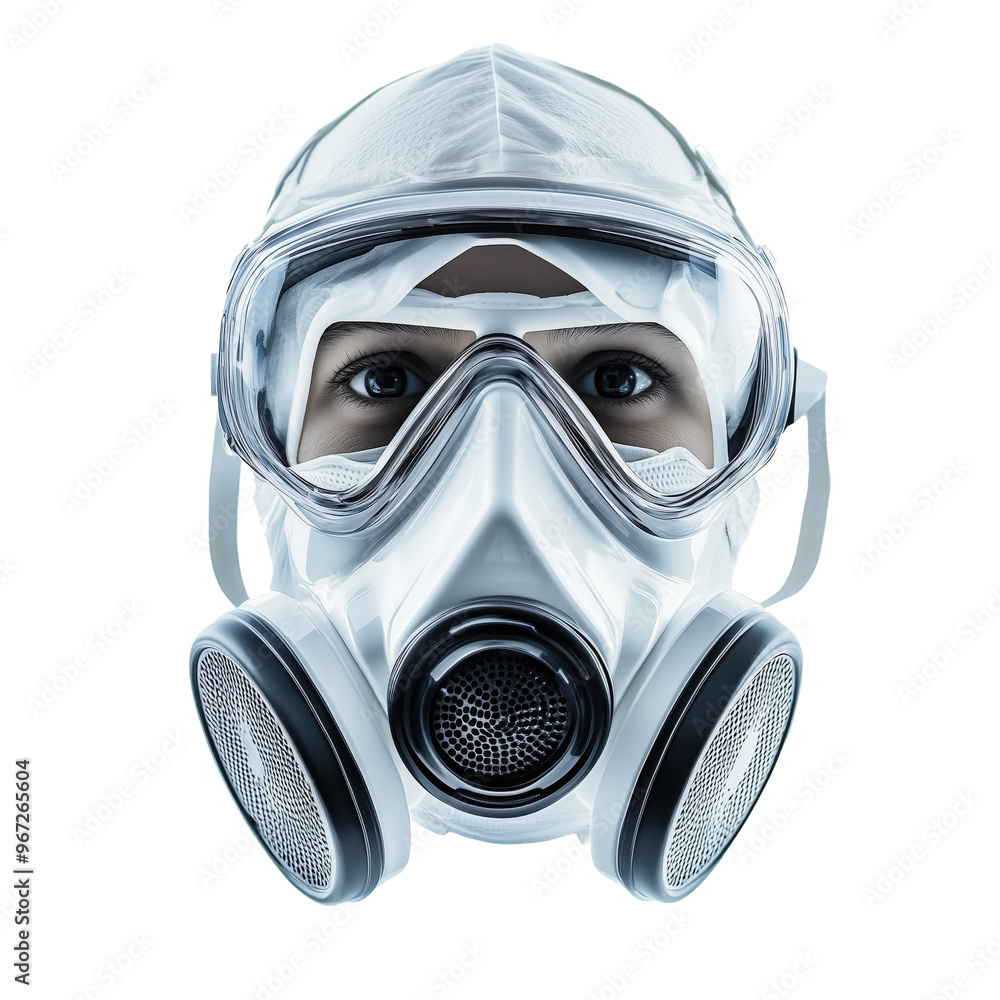 A clean respirator showcasing modern design and functionality against a pure white background A clean respirator showcasing modern design and functionality against a pure white background