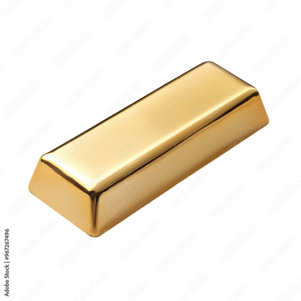 A shiny gold bar on a clean white surface, embodying luxury and wealth A shiny gold bar on a clean white surface, embodying luxury and wealth