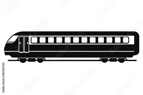  A realistic vector illustration of a motorail train isolated on white background. silhouette black color 