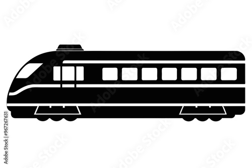  A realistic vector illustration of a motorail train isolated on white background. silhouette black color 