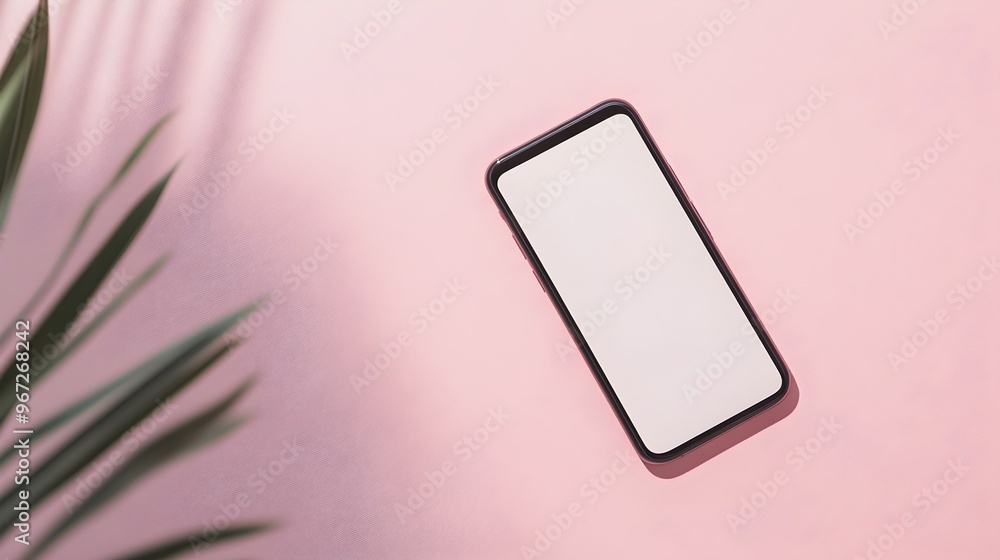 Elegant Blank Smartphone Display on Pastel Pink Surface - Ideal for Beauty Wellness and Fashion Branding with Soft Feminine Tones and Delicate Shadows Elegant Blank Smartphone Display on Pastel Pink Surface - Ideal for Beauty Wellness and Fashion Branding with Soft Feminine Tones and Delicate Shadows