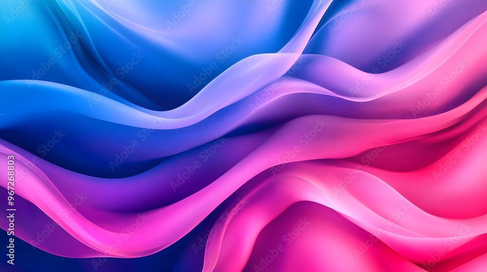 Fototapeta premium Softly transitioning gradient shapes in calming, vibrant colors, emphasizing abstract fluidity and smooth visual flow, creating a peaceful aesthetic