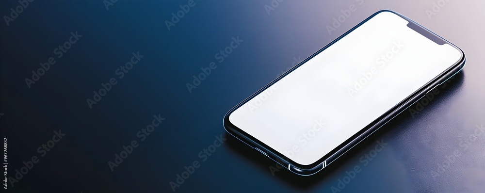 Futuristic Smartphone with Blank Screen on Sleek Black Surface - Ideal for Tech Gaming and Innovative Branding with Neon Blue Accents and Subtle Reflections Futuristic Smartphone with Blank Screen on Sleek Black Surface - Ideal for Tech Gaming and Innovative Branding with Neon Blue Accents and Subtle Reflections