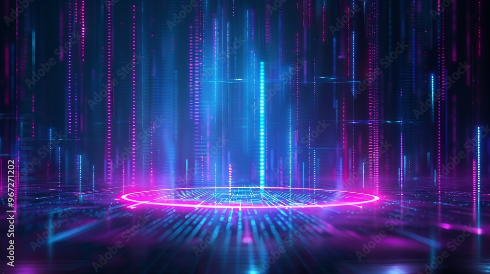 Futuristic neon light background with glowing lines and vibrant colors, perfect for technology and digital themes. Stage for product presentation. Futuristic neon light background with glowing lines and vibrant colors, perfect for technology and digital themes. Stage for product presentation.