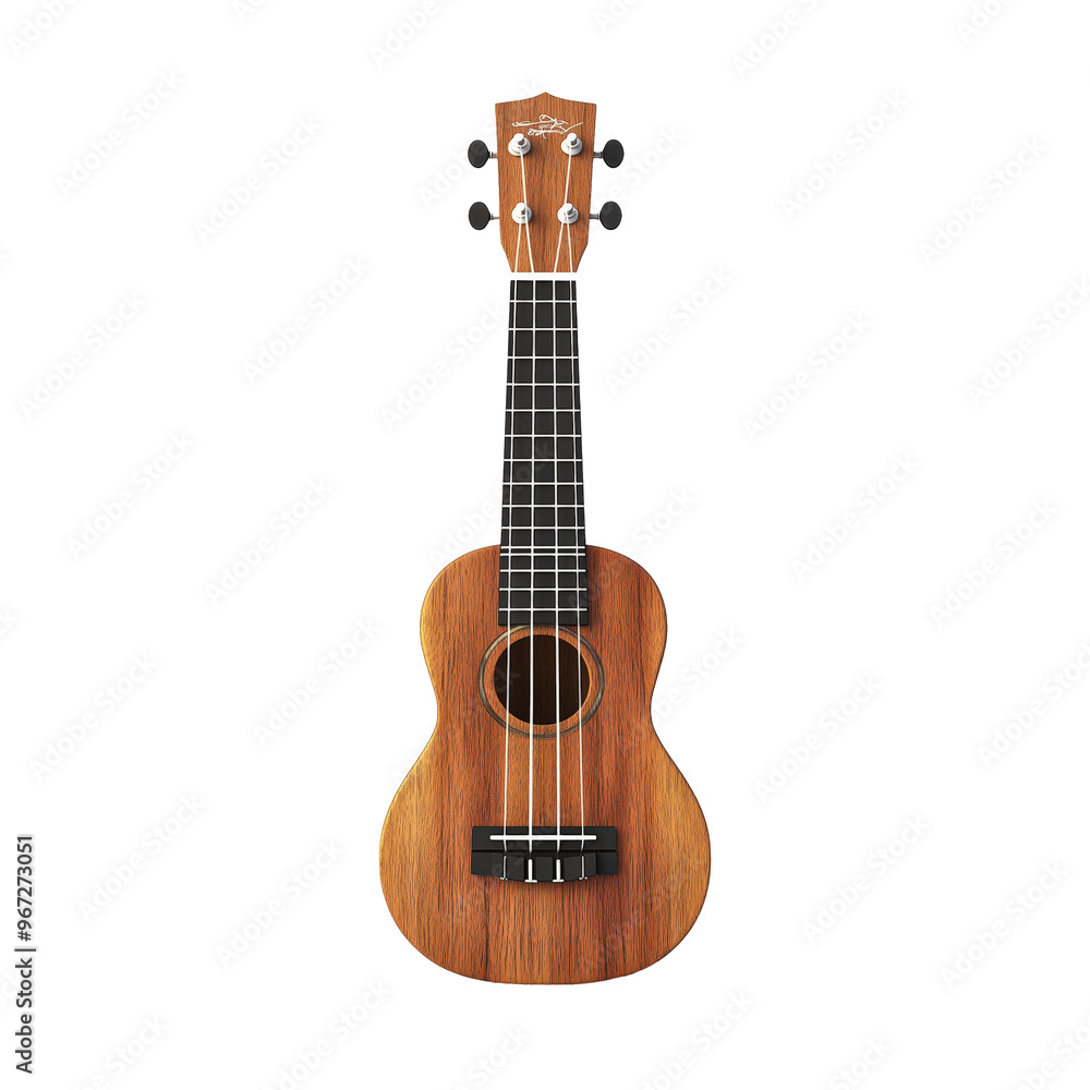 A beautifully crafted ukulele resting on a pristine white surface ready for musical inspiration A beautifully crafted ukulele resting on a pristine white surface ready for musical inspiration