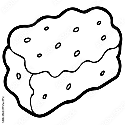sponge outline coloring book page line art illustration digital drawing