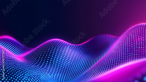 Blue Purple Gradient Wave with Digital Waveform and Luminous Dots