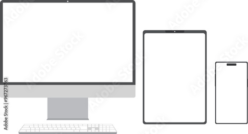 デスクトップパソコンとタブレットとスマートフォンのフレーム