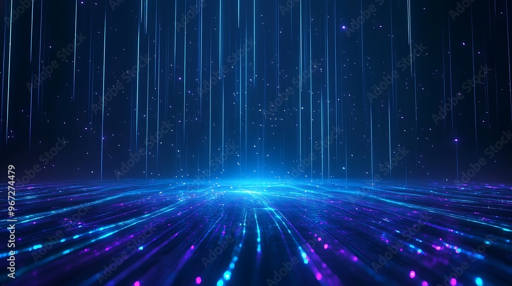 Stunning abstract background with glowing blue and purple lines creating a vibrant and futuristic atmosphere. Stage for product presentation. Stunning abstract background with glowing blue and purple lines creating a vibrant and futuristic atmosphere. Stage for product presentation.