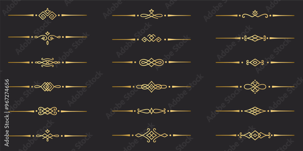 custom made wallpaper toronto digitalGold text dividers doodle set. Wedding decorative elements. Divider ornament, borders, vintage line separators. Hand drawn vector illustration isolated on white background