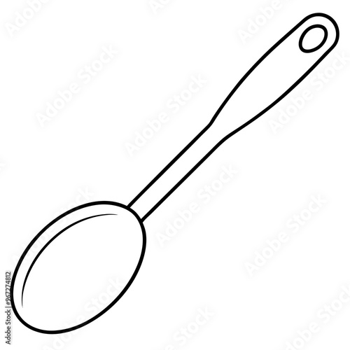 spoon outline coloring book page line art illustration digital drawing