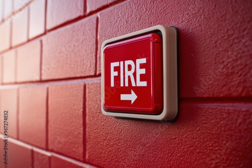 A close-up view of a fire alarm on a red brick wall, emphasizing safety and emergency preparedness.