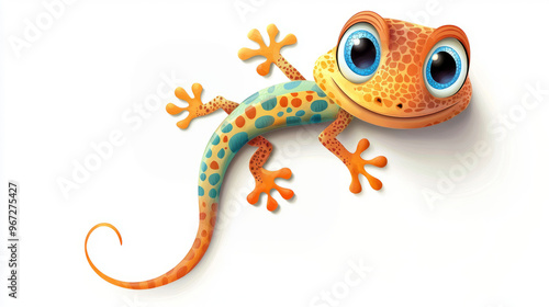 Clipart cute lizard cartoon isolated on white background