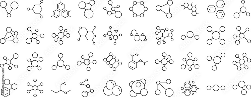 Chemistry Icon Collection. Contains Icons of Atom and Chemical Compounds that Can Be Used for Design of Cards, Posts, Apps, Web Sites Chemistry Icon Collection. Contains Icons of Atom and Chemical Compounds that Can Be Used for Design of Cards, Posts, Apps, Web Sites