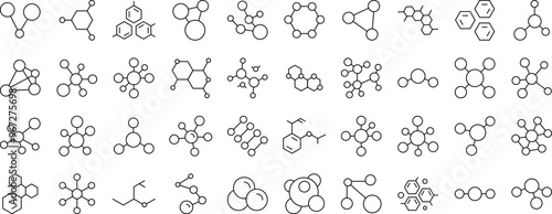 Chemistry Icon Collection. Contains Icons of Atom and Chemical Compounds that Can Be Used for Design of Cards, Posts, Apps, Web Sites