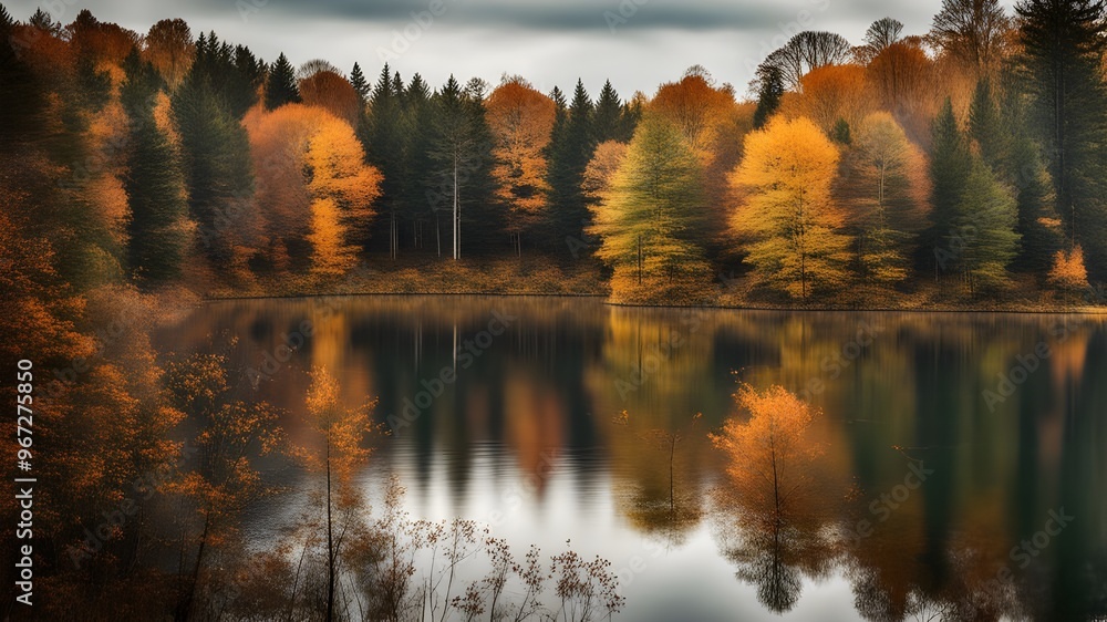 Obraz premium lake with autumn