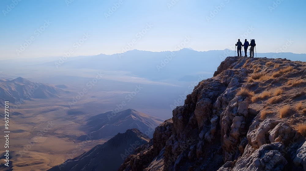 Fototapeta premium Hikers on a Mountain Peak