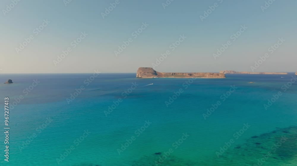 Flying towards Gramvousa Island in Chania, Crete, Greece Flying towards Gramvousa Island in Chania, Crete, Greece