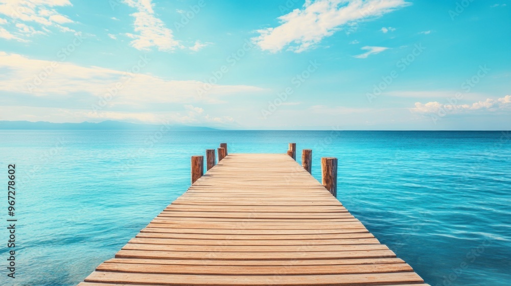 Wooden Pier Leading to Tranquil Turquoise Waters Wooden Pier Leading to Tranquil Turquoise Waters