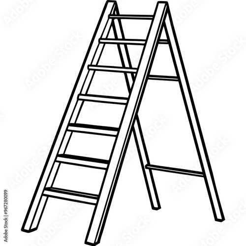 stepladder outline coloring book page line art illustration digital drawing