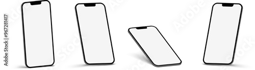 Quadro su tela Set of Realistic smartphones with blank white screen