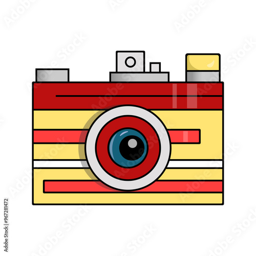 Camera, vector illustration, isolated on white background