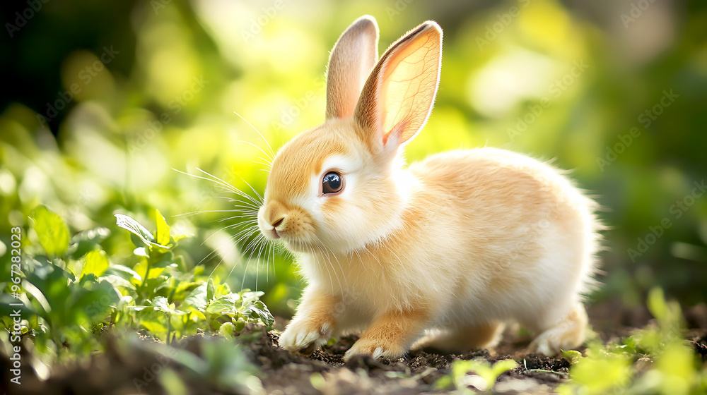 playful bunny hopping through a vibrant garden, with colorful flowers and plants all around, looking joyful and energetic playful bunny hopping through a vibrant garden, with colorful flowers and plants all around, looking joyful and energetic
