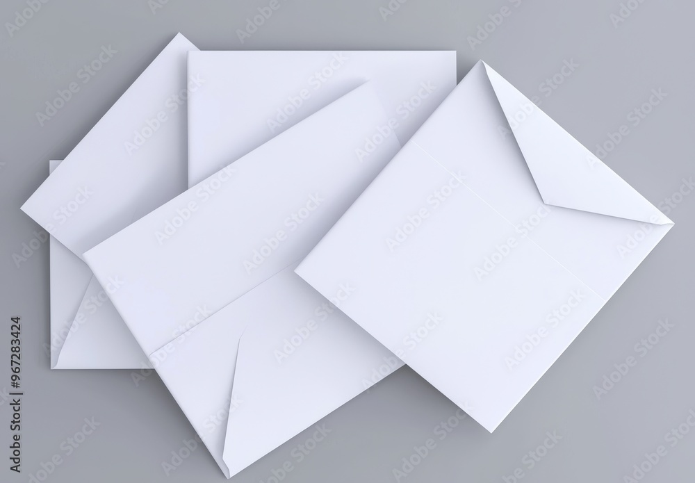 Mockup of a bi-fold square invitation or brochure isolated on a gray background. Mockup of a bi-fold square invitation or brochure isolated on a gray background.