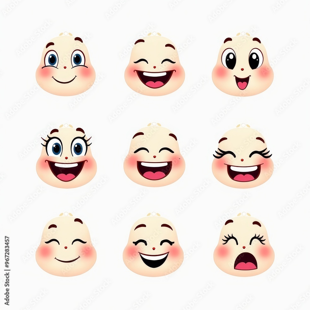 Cute Cartoon Emoji Faces with Various Expressions Illustration - Happy, Surprised, Smiling, Winking - Perfect for Social Media, Messaging Apps, and Graphics Design Cute Cartoon Emoji Faces with Various Expressions Illustration - Happy, Surprised, Smiling, Winking - Perfect for Social Media, Messaging Apps, and Graphics Design