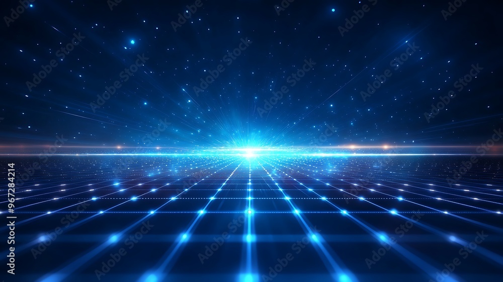 A futuristic digital landscape with glowing blue lines and a shimmering grid, evoking a sense of depth and technology. A futuristic digital landscape with glowing blue lines and a shimmering grid, evoking a sense of depth and technology.