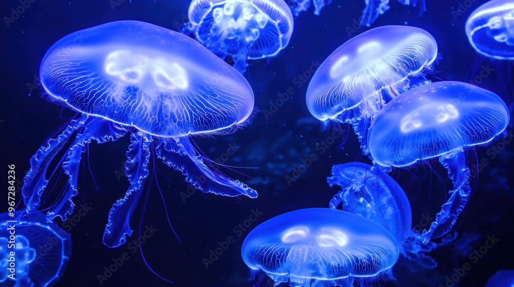 Glowing Jellyfish in the Deep Blue Sea Glowing Jellyfish in the Deep Blue Sea