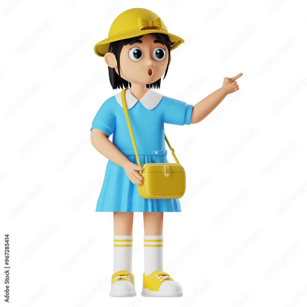 3D Character Girl Kindergarten Pointer 3D Character Girl Kindergarten Pointer
