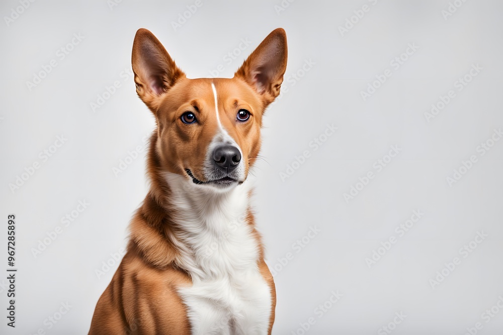 Basenji mix dog on white background, AI Generated Basenji mix dog on white background, AI Generated