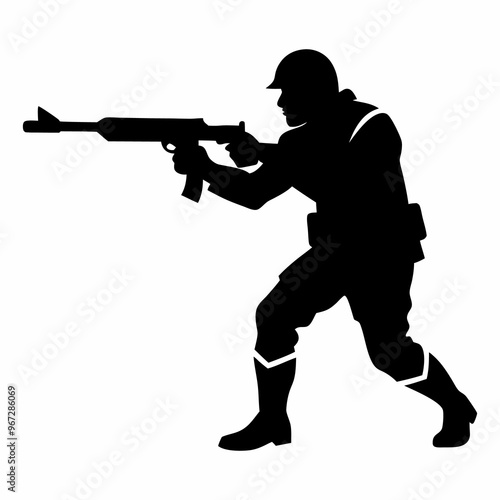 silhouettes of soldiers gun fire mane