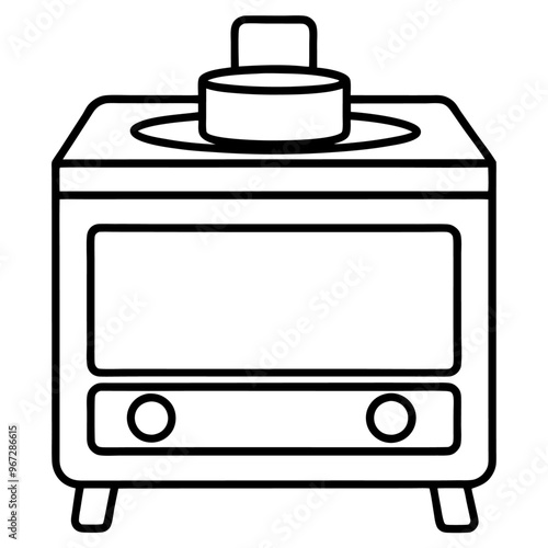 stove outline coloring book page line art illustration digital drawing