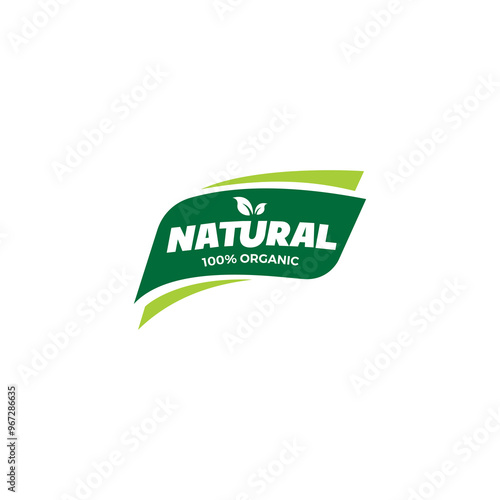 Natural 100 Percent Organic Food Label Design Vector