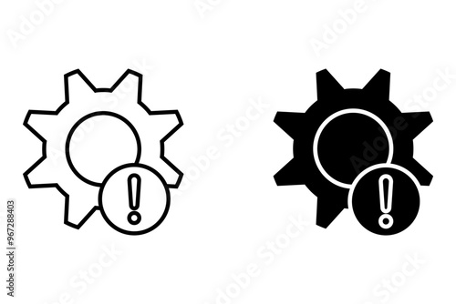 thin line failure icon with broken operational process. concept of repair or maintenance symbol. vector illustration on white background