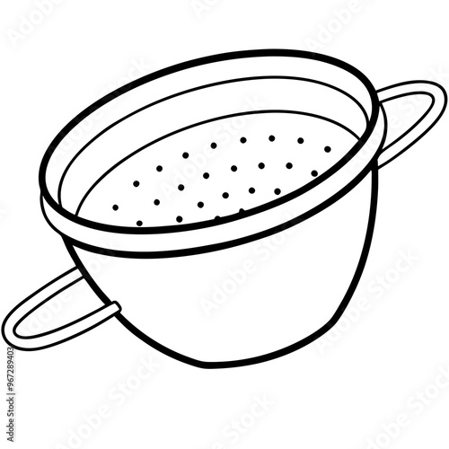 strainer outline coloring book page line art illustration digital drawing