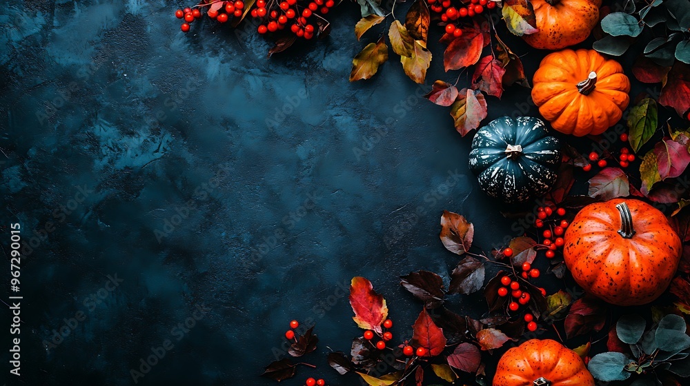 Autumn Harvest with Pumpkins and Colorful Leaves Creating a Cozy Seasonal Atmosphere Autumn Harvest with Pumpkins and Colorful Leaves Creating a Cozy Seasonal Atmosphere