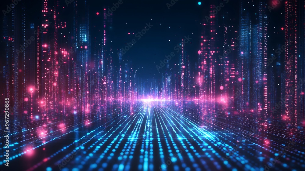 A mesmerizing digital landscape showcasing vibrant blue and pink light trails, symbolizing technology and innovation. A mesmerizing digital landscape showcasing vibrant blue and pink light trails, symbolizing technology and innovation.