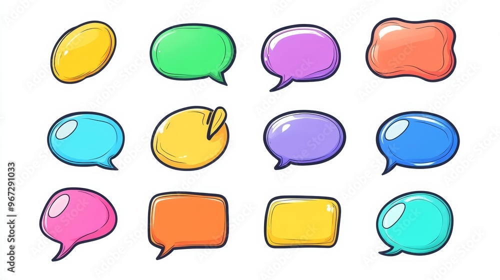 A set of colorful speech bubbles with different colors and sizes A set of colorful speech bubbles with different colors and sizes