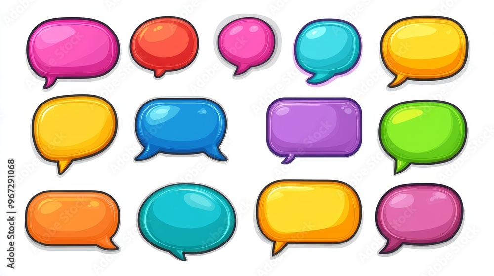 A set of colorful speech bubbles with different colors and sizes A set of colorful speech bubbles with different colors and sizes