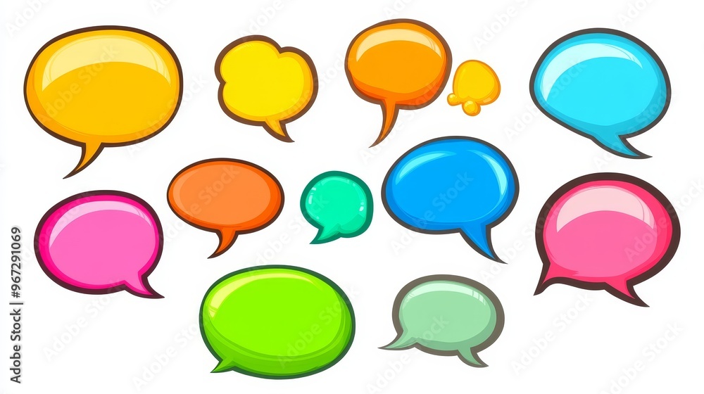 A set of colorful speech bubbles with different colors and sizes A set of colorful speech bubbles with different colors and sizes