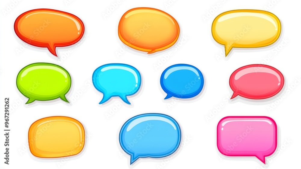 A set of colorful speech bubbles with different colors and sizes A set of colorful speech bubbles with different colors and sizes