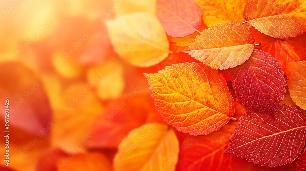 Fototapeta premium Vibrant Red Leaves Against a Warm Colorful Background Capturing the Essence of Autumn