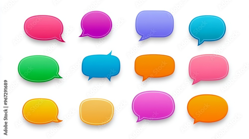 A set of colorful speech bubbles with different colors and sizes A set of colorful speech bubbles with different colors and sizes