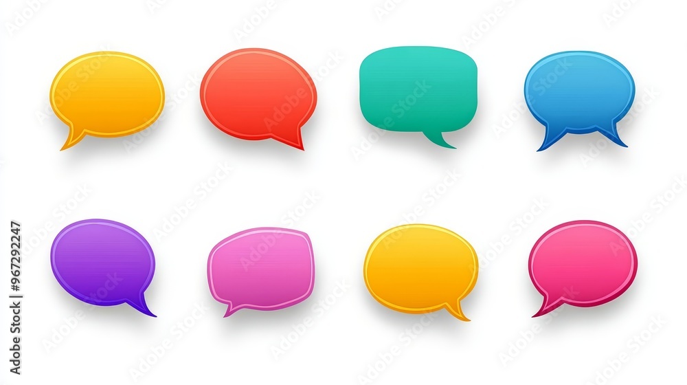 A set of colorful speech bubbles with different colors and sizes A set of colorful speech bubbles with different colors and sizes