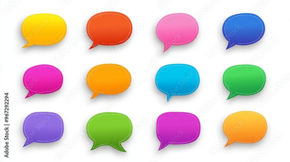 A set of colorful speech bubbles with different colors and sizes A set of colorful speech bubbles with different colors and sizes
