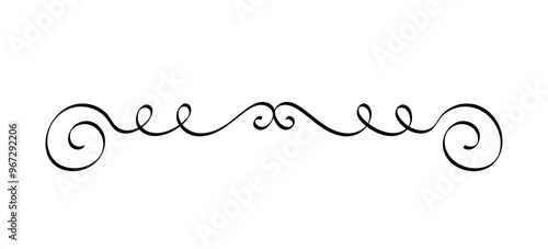 Vintage frame element. Traditional pattern and ornament. Retro swirl and vignette. Ancient flourish border. Book divider for text. Linear vector illustration